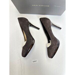 ann taylor  chocolate  suede heels 8`1/2 new in box